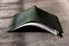 Handmade Leather Mens Cool Slim Leather Wallet Men Small billfold Wallets Bifold for Men