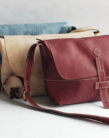 Handmade vintage rustic retro leather crossbody messenger Shoulder Bag for women - EverHandmade