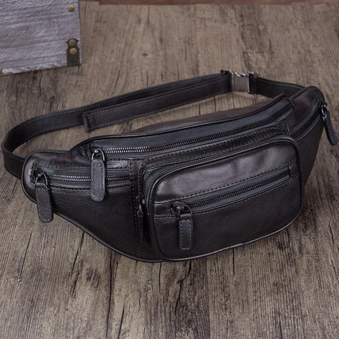  Men's Leather Fanny Pack Waist Bags Vintage Utility Belt Bag  Crossbody Hip Purse Coffee