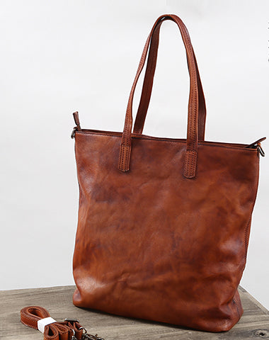 Heather's, Classic Tote Bag Handmade from Full Grain Leather - Durable,  Spacious Handbag - Classy, Vintage Style Purse, Travel & Shopping - Bourbon  Brown: Handbags