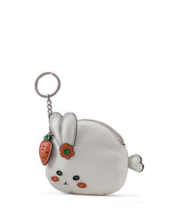 Cutest Women White Leather Bunny Coin Wallet Small Keychain with Wallet Change Wallet For Women