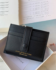 Cute Women Dark Blue Leather Card Holder Slim Card Wallet Dark Blue Small Card Holder Credit Card Holder For Women