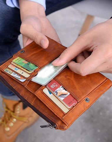 Cool Brown Leather Mens Bifold Small Wallets Black billfold Wallet Front Pocket Wallet For Men