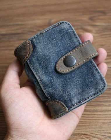 Blue Denim Mens Bifold billfold Wallet Jean Card Holder Card Wallet For Men